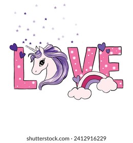 Love Unicorn Fashion T shirt Graphic Design