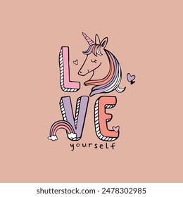 Love Unicorn Graphic Tees for kids tshirt artwork print