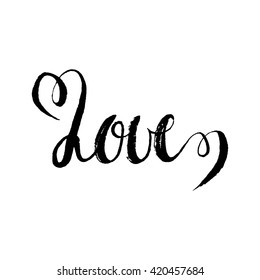 Love - unique grunge vector lettering poster. Trendy handwritten illustration element for t-shirt design, notebook cover, or card.
