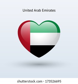 Love United Arab Emirates symbol. Heart flag icon. Vector illustration.