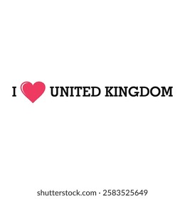 I Love United Kingdom Europe Country Letter Vector Template