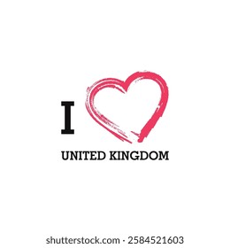 I Love United Kingdom Europe Country Letter Vector Template