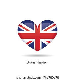 Love United Kingdom - heart flag. Vector EPS10 Illustration.