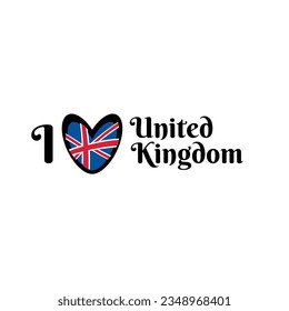 I love United Kongdom, vector graphic, heart flag