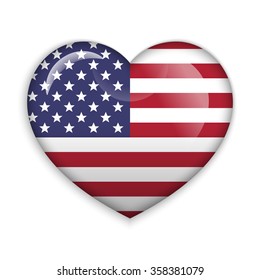  Love  United States. Flag Heart Glossy Button