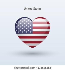 Love United States symbol. Heart flag icon. Vector illustration.