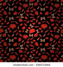 Love and unusual designs. Seamless pattern colorful summer style label illustration with nice elements. Love card. Vector illustration. Our love is happy.