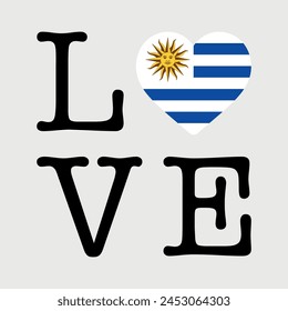 I Love Uruguay flag heart icon vector illustration