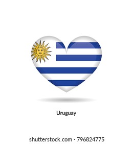 Love Uruguay - heart flag. Vector EPS10 Illustration.