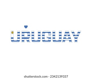 I love Uruguay, Uruguay Independence Day, Love Uruguay, Uruguay, Love, National Flag, 25th August, 25 August, Independence Day, Heart Icon, Concept Typographic Design Vector Typography Eps Icon