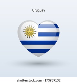 Love Uruguay symbol. Heart flag icon. Vector illustration.