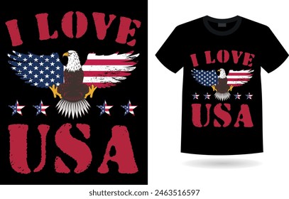 I Love USA, 4th of July Independence Day Concept T-shirt design, 4th July Celebrate, Male and Female t-shirt design EPS file. 