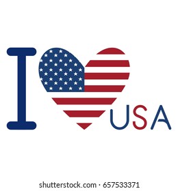 I Love USA, 4th Of July Independence day Vector.