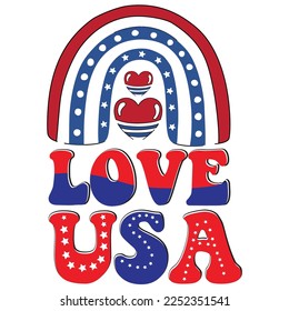 Love USA 4th July shirt design Print template happy independence day American typography design