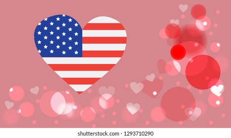 Love USA, America. Happy Independence Day, July 4th - Fourth of July, American Flag Vector
