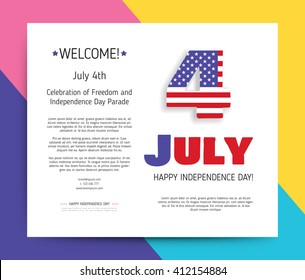 Love USA, America. Happy Independence Day, July 4th - Fourth of July, American Flag Vector. Cute set of Templates and modern creative cards. Retro patterns for Posters, Flyers and Banner Designs.