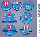 I Love USA badges with uncle Sam hat