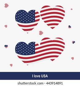 Love USA Flag. Red blue flag and stars. Happy 4th of july. USA Day.
