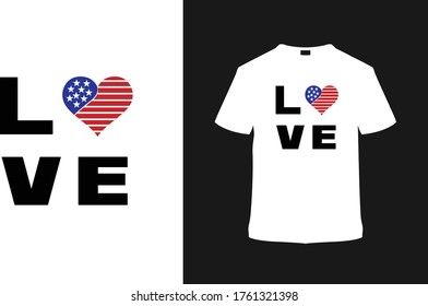 Love with usa flag t shirt design, typography, vector, eps 10, apparel