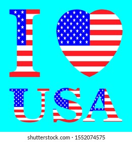 i love usa with heart flag shape Vector illustration eps 10