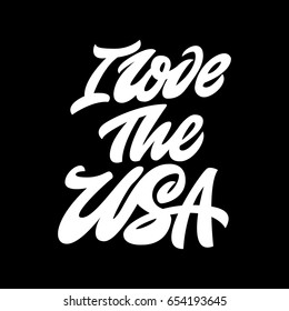 I love the USA. Premium handmade vector lettering and calligraphy phrase. Vector illustration.