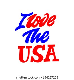 I love the USA. Premium handmade vector lettering and calligraphy phrase. Vector illustration.