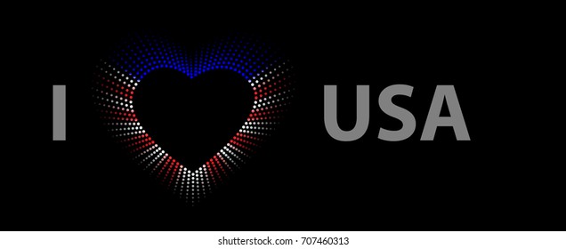 I love USA sign on black background, vector illustration