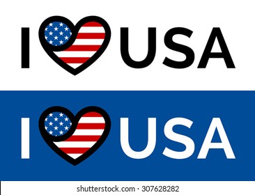 I love USA sticker slogan vector design with conceptual heart and flag icon