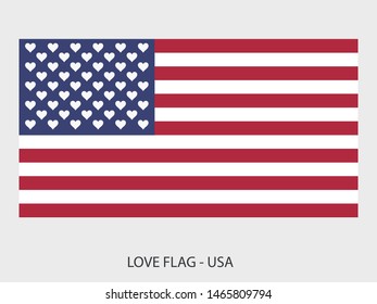 I love USA vector flag with heart sign symbolizing love for that country