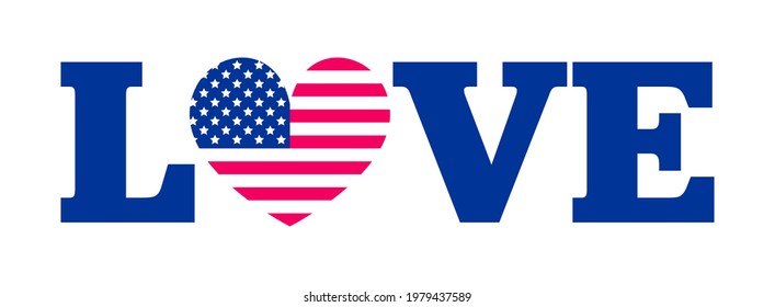 Love USA vector icon conceptual heart flag. United States of America flag colors textured heart shape sticker.