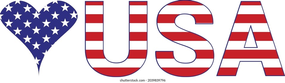 Love USA vector text design