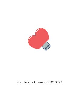 Love USB Computer Vector Logo Design Element