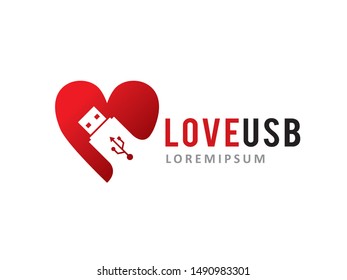 Love USB logo symbol or icon template