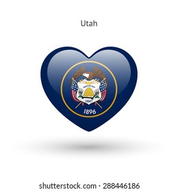Love Utah state symbol. Heart flag icon. Vector illustration.