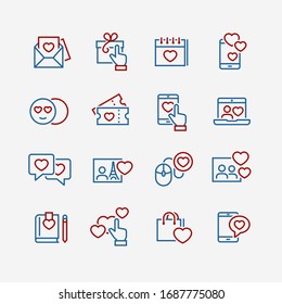 Love and Valentin s day line icons