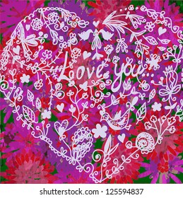 Love valentine background with heart - vintage design