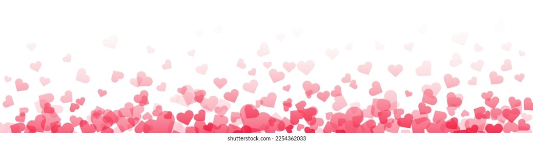 Love valentine background with pink petals of hearts on white background. Vector banner, postcard, background.The 14th of February. Vector EPS 10