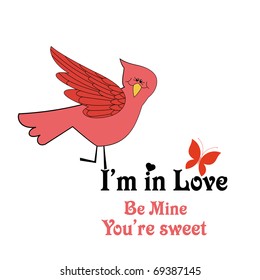 I'm in Love Valentine bird (font style listed in layers - insert your own message)
