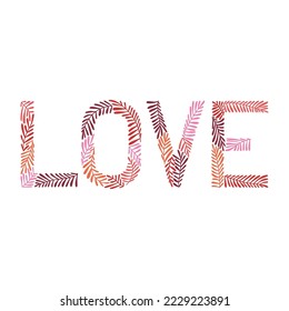 Love Valentine Card. With Love Hand-Drawn Lettering for Cards Posters Banners Prints. Vector Illustration