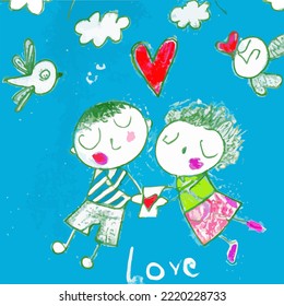Love, Valentine Cartoon Caricature Illustration Vector Drawing