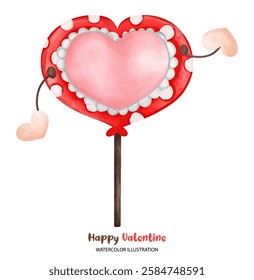 A love valentine, cute heart shaped lollipop with arms and legs, perfect for Valentine Day celebrations. Ideal for cards and decorations