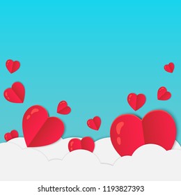 love valentine day background and red heart with vector design