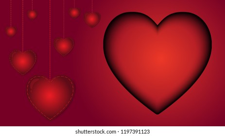 love valentine day background and red heart with vector design
