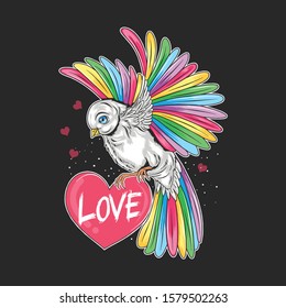 LOVE VALENTINE DAY BIRD FULL COLOUR RAINBOW UNICORN ARTWORK EDITABLE LAYERS