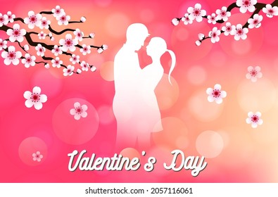 Love and Valentine day, Lovers paper art heart. floating in the sky. craft style.