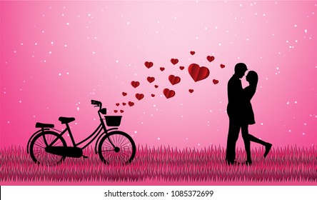 Concept Valentine Day Two Enamored Under Stock Vector (Royalty Free ...