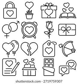 Love and Valentine Essentials Icon Outline-Stil (Teil 5)