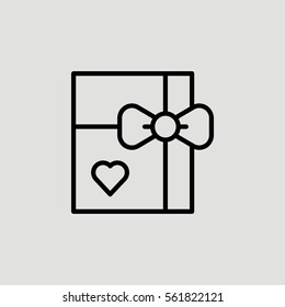 Love Valentine Gift Outline Vector Icon