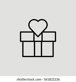 Love Valentine Gift Outline Vector Icon