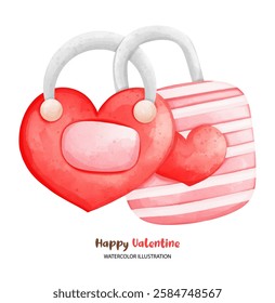 A love valentine, Happy Valentine illustration featuring heart shaped padlocks in red and pink tones, perfect for expressing love and affection